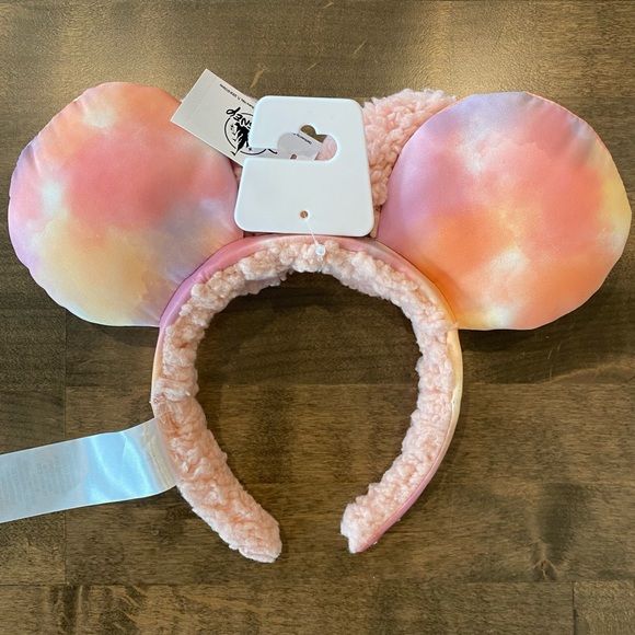 Disney Parks Tie Dye Pink Sherpa Headband Ears NWT - Picture 4 of 10